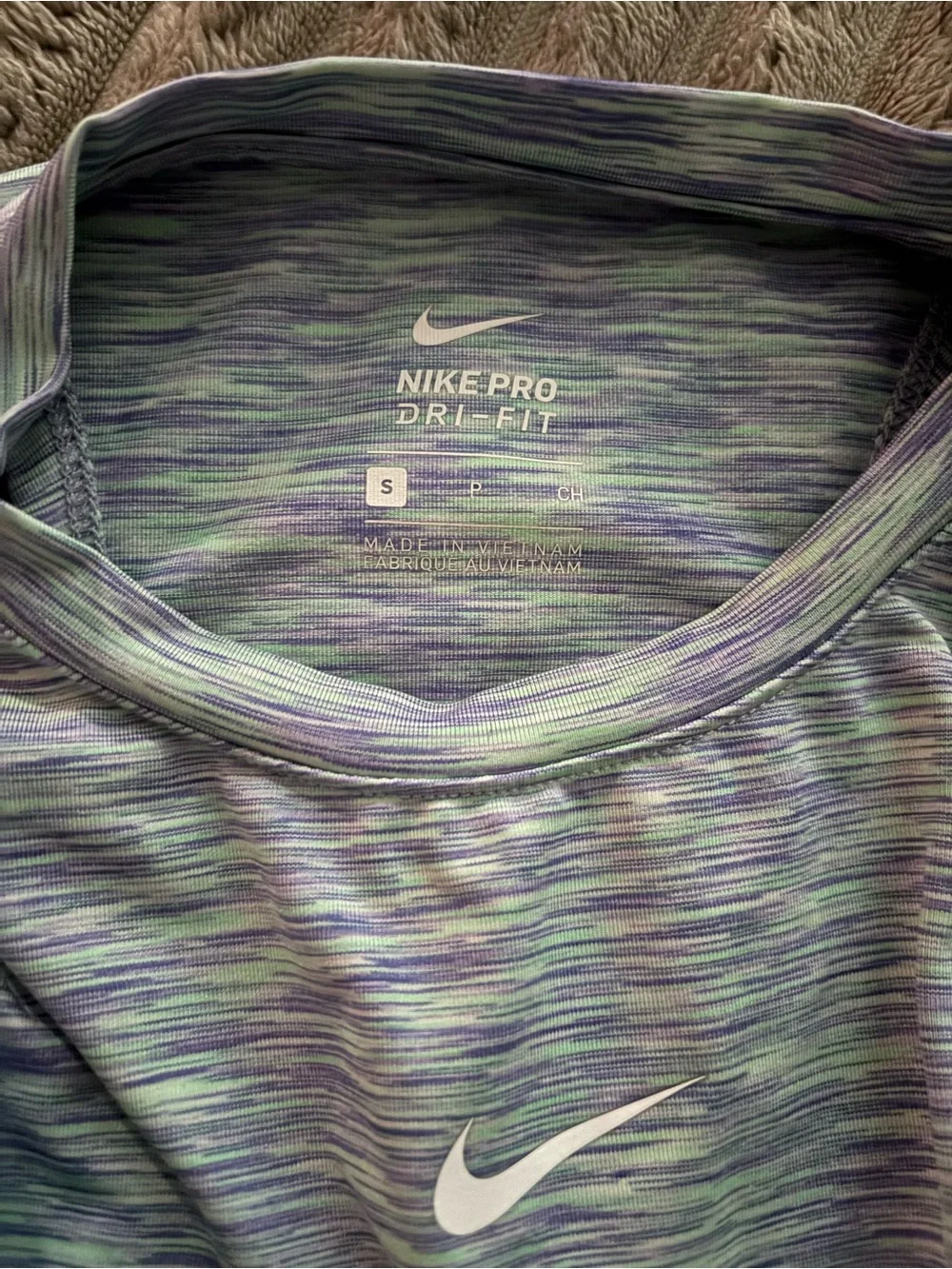 Nike Dri-FIT Heathered Mint and Lavender Short Sleeve Top